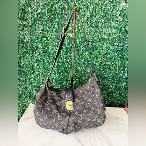 Louis Vuitton Black Denim Shoulder or Crossbody Bag Authentic